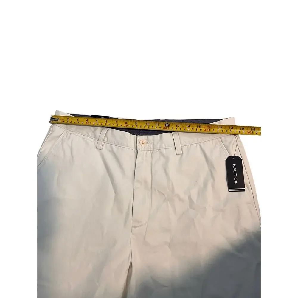 Nautica Deck Pants 36x34 Men’s Flat Front Khaki Cotton Twill Casual Chinos NWT
